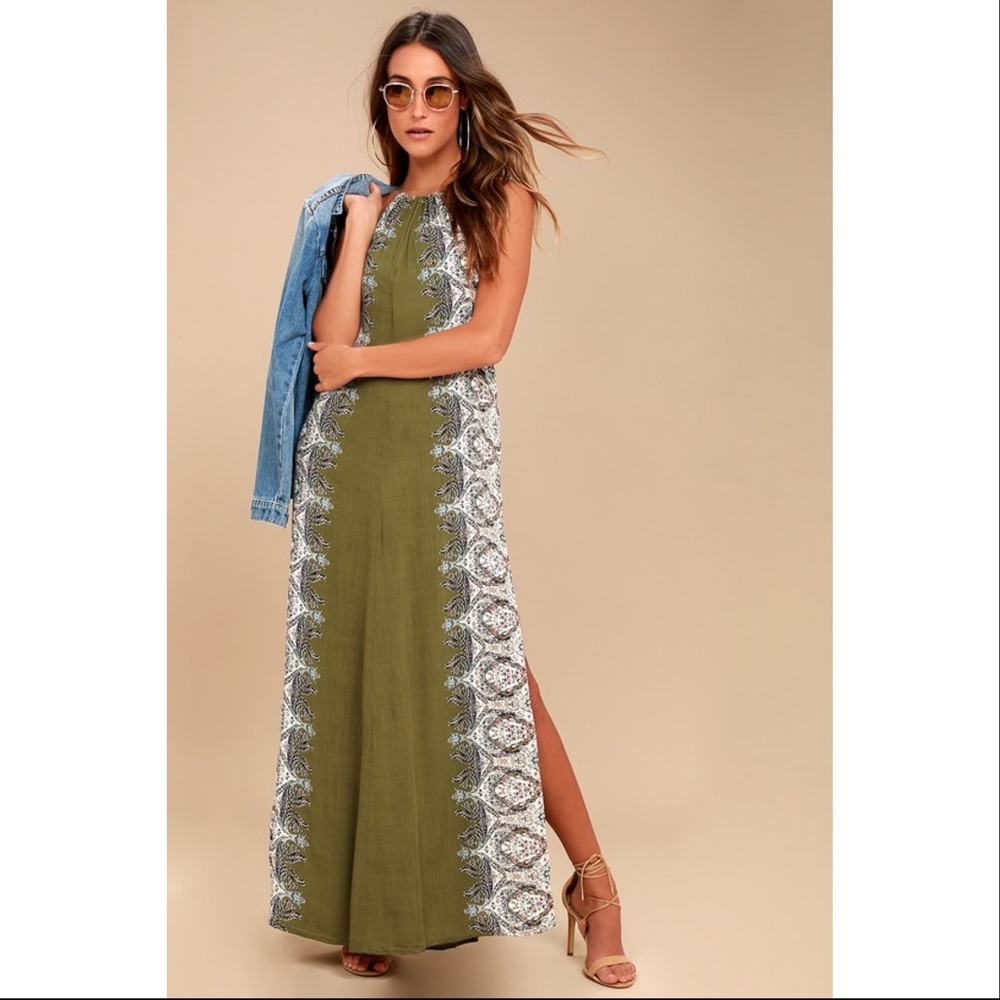 O’Neill BRINKLEY Olive Green Maxi Dress